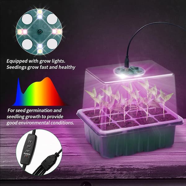 Seed Starter Trays with Humidity Dome, Indoor Mini Greenhouse Propagation Station for Seed Germination 2-Pack