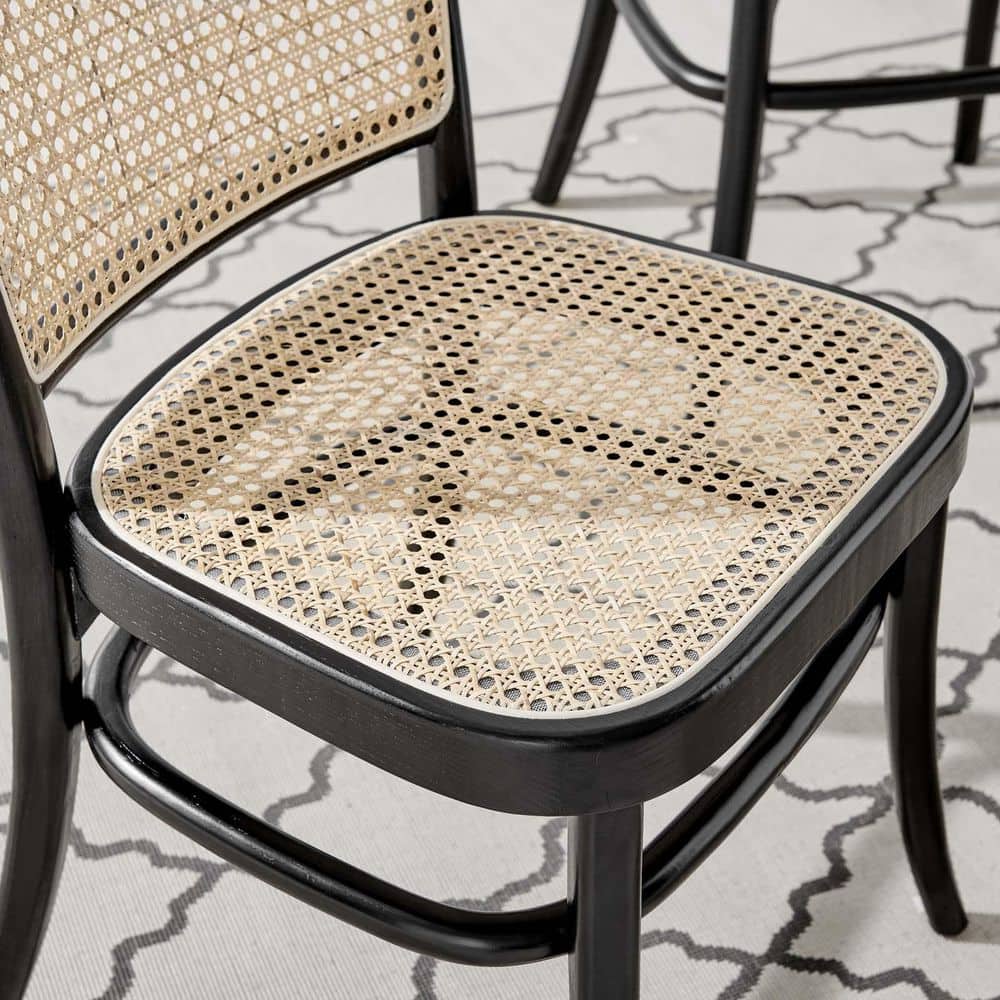 Winona Black Elm Wood and Cane Side Chair