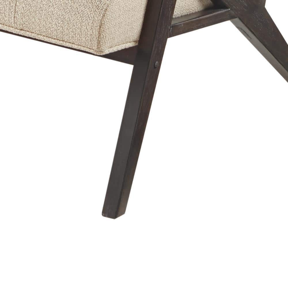 Mid-Century Modern Tan Microfiber Accent Chair with Wood Frame