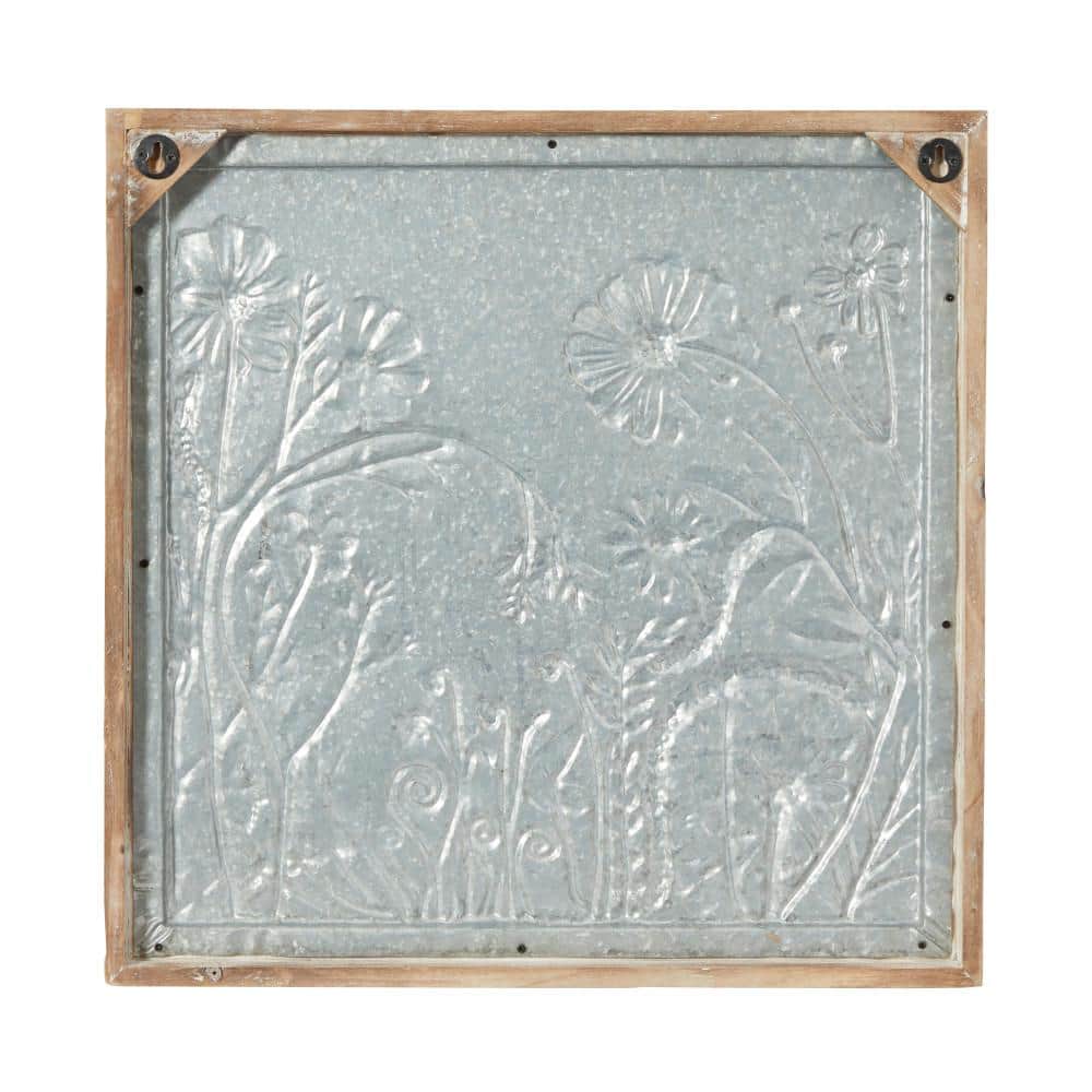 Whimsical Gold Metal Floral Wall Art Set in Beige Frames