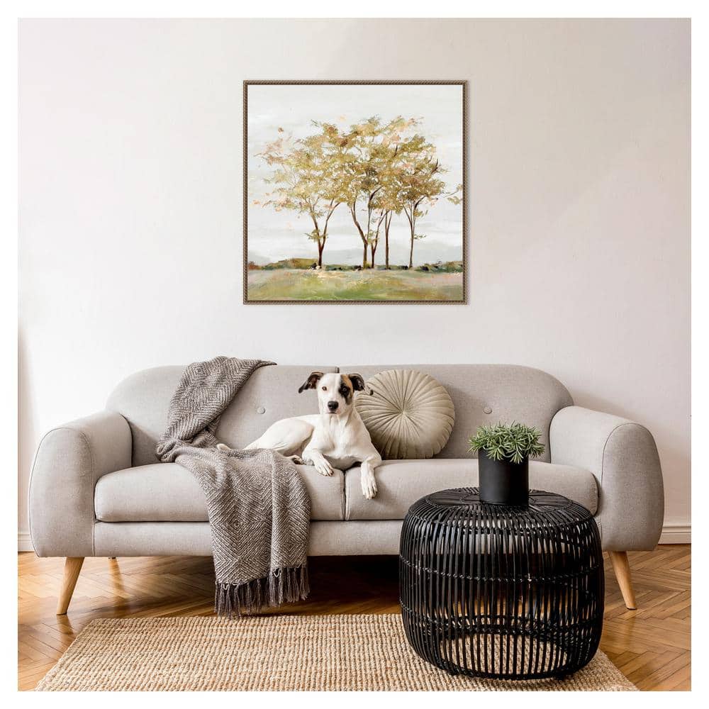 Golden Acre Wood Abstract Canvas Print with Bronze Floater Frame