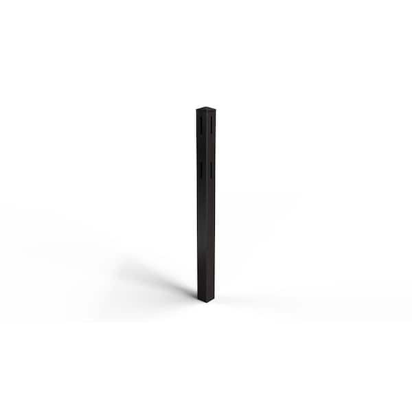 Natures Composites Composite 2-Rail Start/End Post with Post Cap for Traditional Ranch Rail System (5 in. x 5 in. x 50 in. L) Raven (Black)