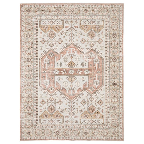 Home Decorators Collection Harmony Global Rust 7 ft 6 in. X 10 ft. Polyester Indoor Machine Washable Area Rug