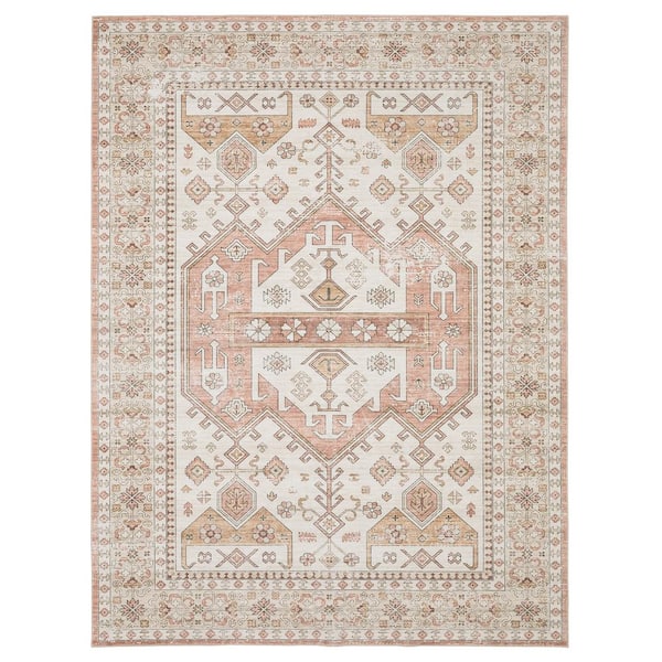 Harmony Global Rust 6 ft. X 9 ft. Polyester Indoor Machine Washable Area Rug