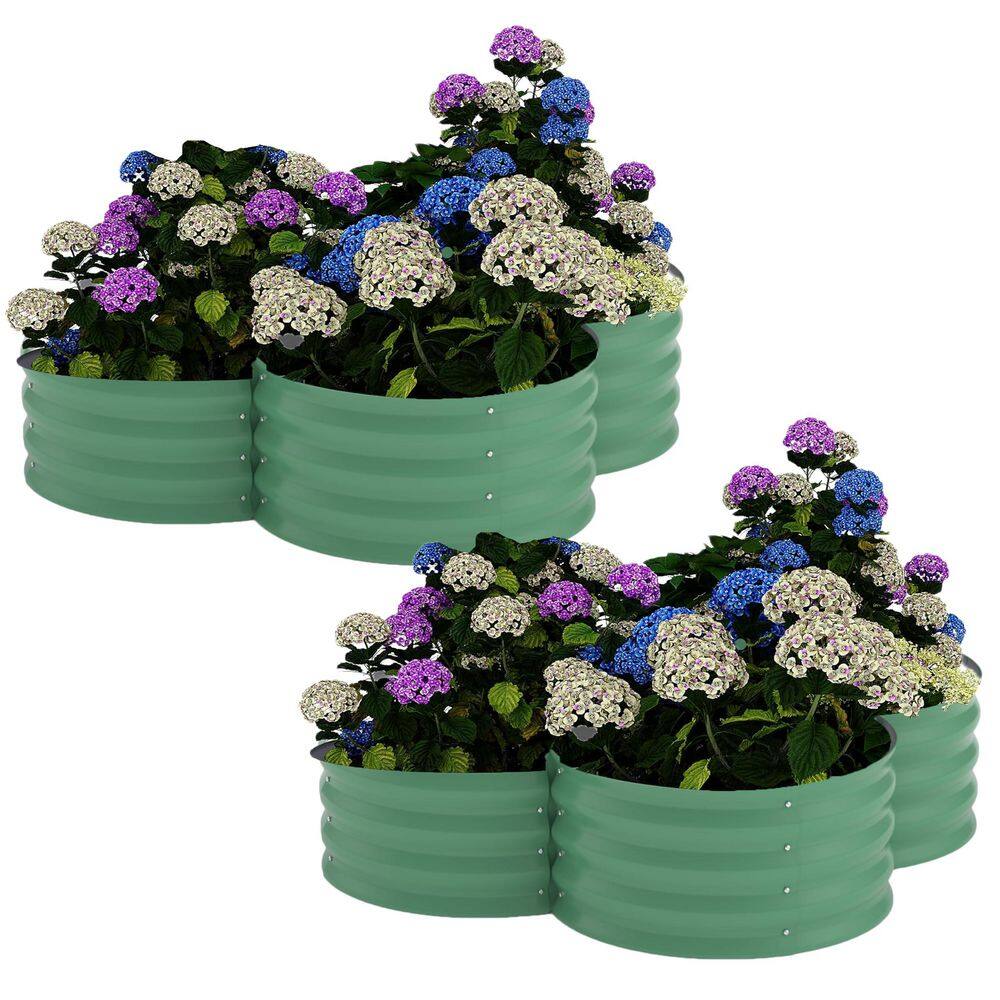 47.6 in x 11.8 in Galvanized Raised Garden Beds, Petal-Shaped Outdoor Planter Box w/Open Base-Green 2 PCS price history on PriceWatchPro