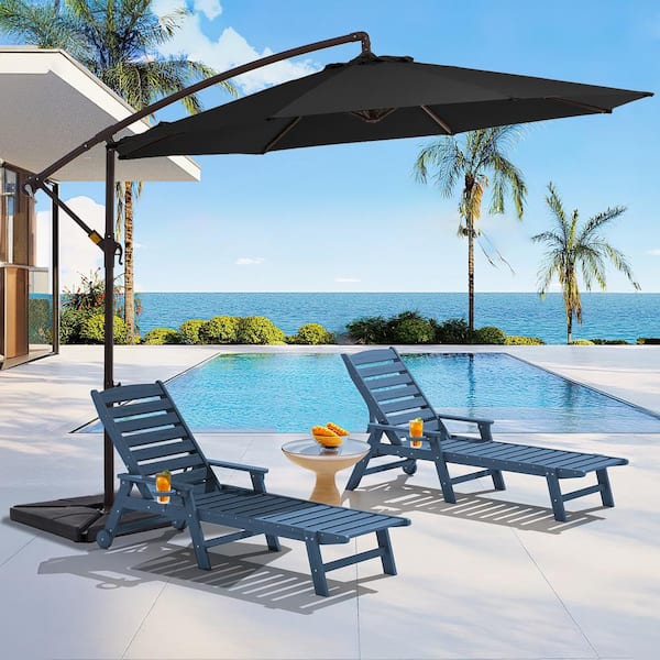 JEAREY 10 ft. Steel Cantilever Patio Umbrella with weighted base in Black