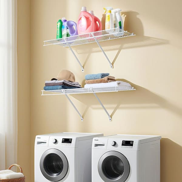 Wire Shelf Kit, 3 ft., Set of 2, Wall Mounted Wire Shelves, Heavy-Duty Carbon Steel Hanging Shelf, Floating Shelves