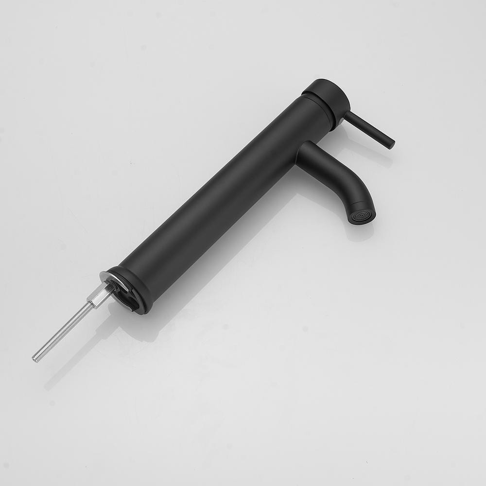 Matte Black Single Handle Vessel Sink Faucet with Drain Assembly