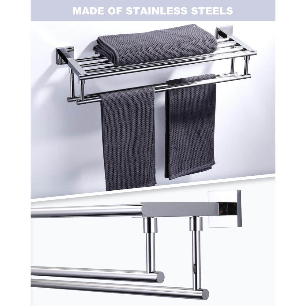 Polished Chrome 24-Inch Double Wall Mounted Towel Rack