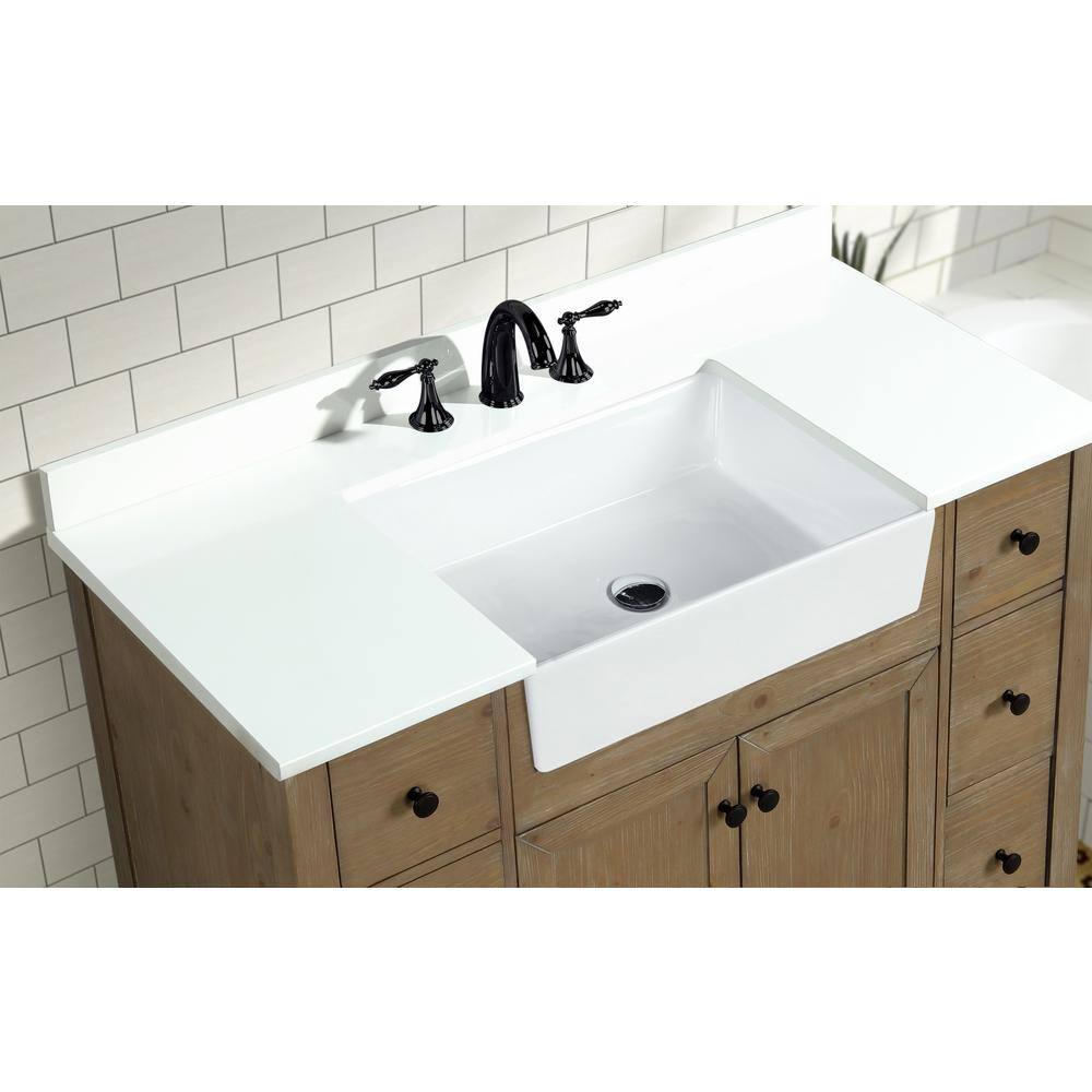 Sally 48" Weathered Fir Single Bathroom Vanity with White Marble Top