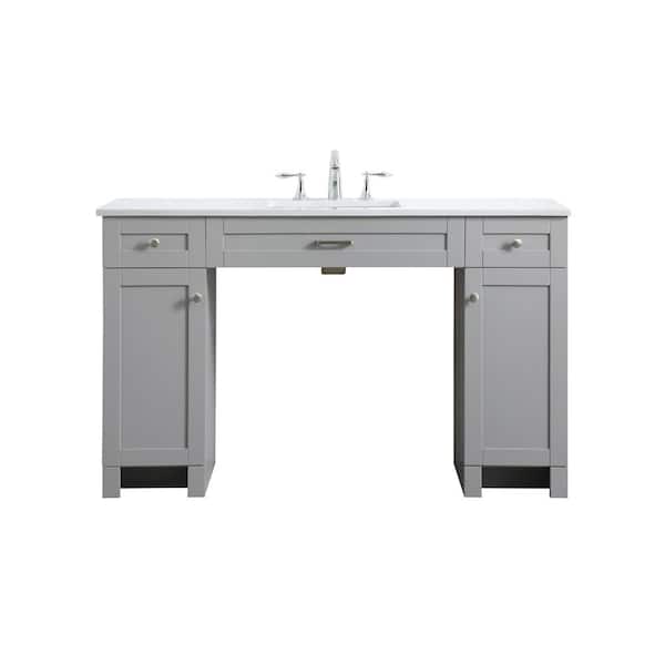 54 in. W x 19 in. D x 34 in. H ADA Bath Vanity in Grey with Calacatta White Engineered Marble Top