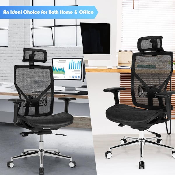 Mesh Adjustable Headrest & Lumbar Black High Back INTEY Ergonomic Office Chair 