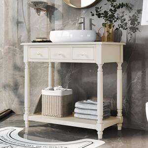 36.06 in. W x 19.17 in. D x 33.43 in. H Freestanding Bath Vanity Cabinet without Top in Antique White
