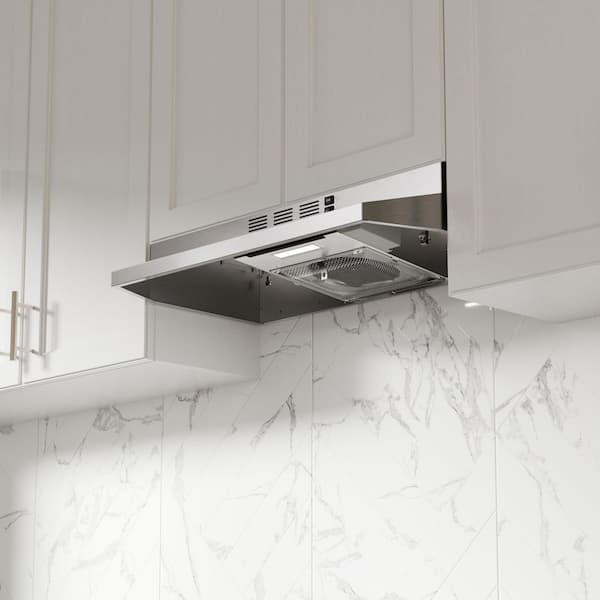 30 in. 300 CFM Ductless Under Cabinet Range Hood Exhaust Fan in Stainless Steel with LED Light and Mesh Filter