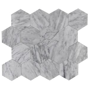 Carrara Hexagon 10.25 in. x 9 in. Honed Metal Peel and Stick Tile for Kitchen and Bathroom (6.41 sq. ft./ Case)