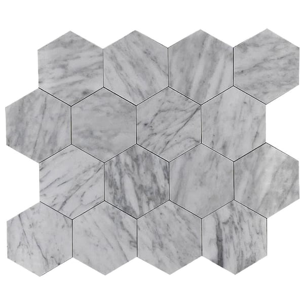 Apollo Tile Carrara Hexagon 10.25 in. x 9 in. Honed Metal Peel and Stick Tile for Kitchen and Bathroom (6.41 sq. ft./ Case)