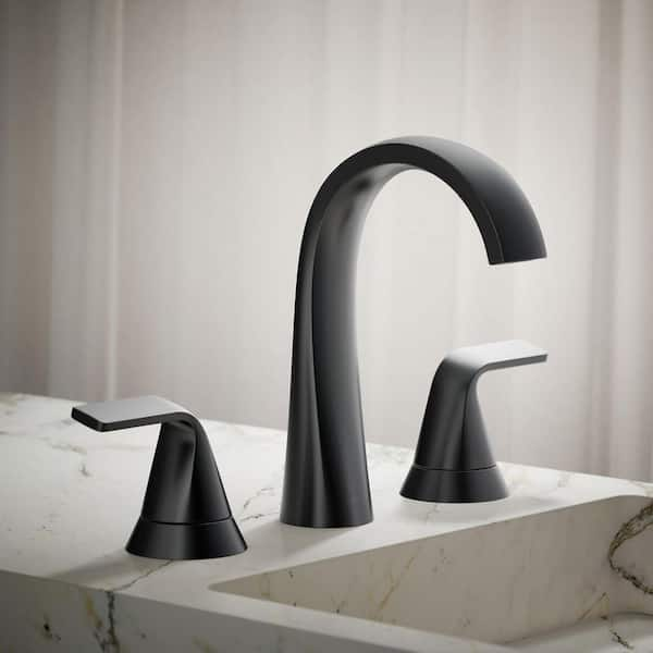 Cursiva 8 in. Widespread 2-Handle Bathroom Faucet in Matte Black