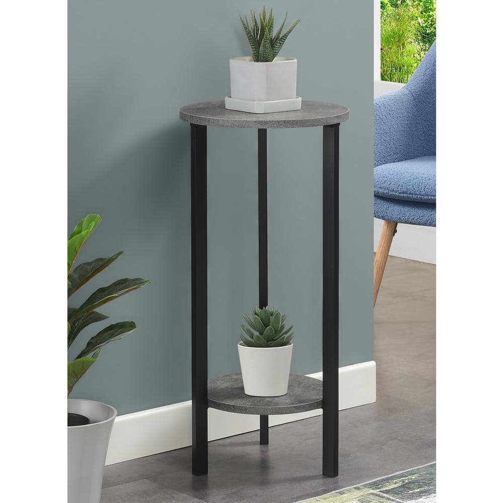 Graystone 31.5" Cement and Black Two-Tier Plant Stand