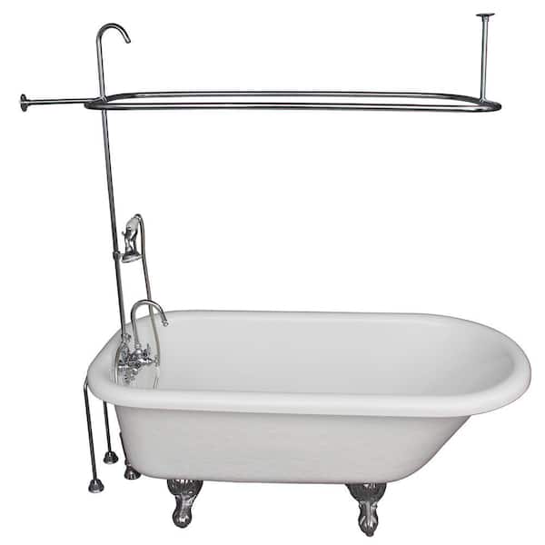 Barclay Products 5.6 ft. Acrylic Ball and Claw Feet Roll Top Tub in White with Polished Chrome Accessories