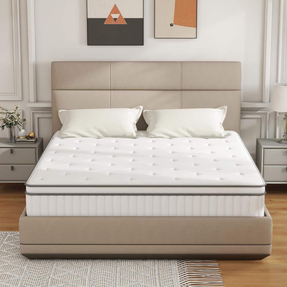 WONDER COMFORT Queen Medium Firm Cool Gel Memory Foam Hybrid Mattress 10 in. Bed-in-a-Box Mattress with Pocketed Coils