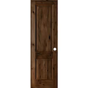 28 in. x 96 in. Rustic Knotty Alder Wood 2-Panel Left-Hand/Inswing Provincial Stain Single Prehung Interior Door