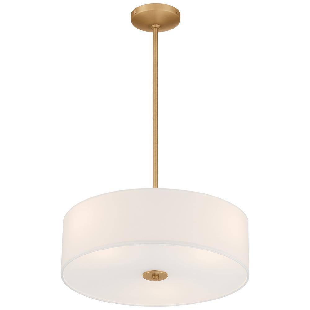 Antique Brushed Brass 18" LED Drum Ceiling Light - Transitional Design