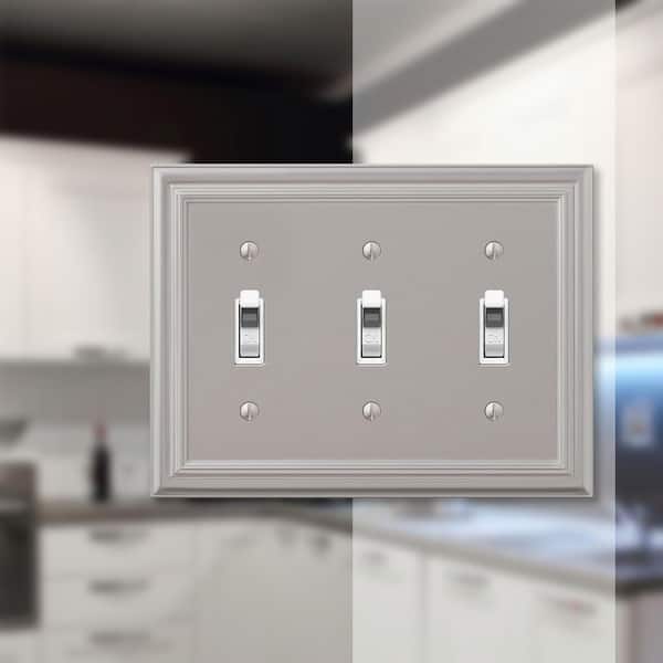Continental 3 Gang Toggle Metal Wall Plate - Satin Nickel