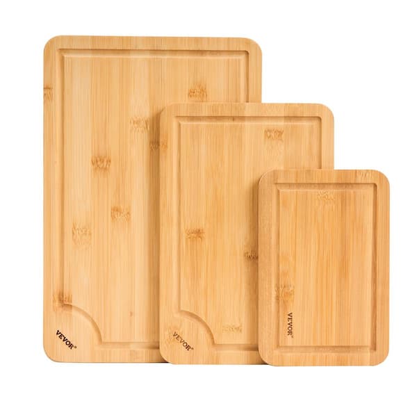 Cutting Board, 3-Pieces, Premium Versatile Bamboo Cutting Board with Food-Grade Oil and Juice Groove, Sturdy and Durable