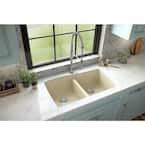 Undermount Quartz Composite 33 in. 50/50 Double Bowl Kitchen Sink in Bisque