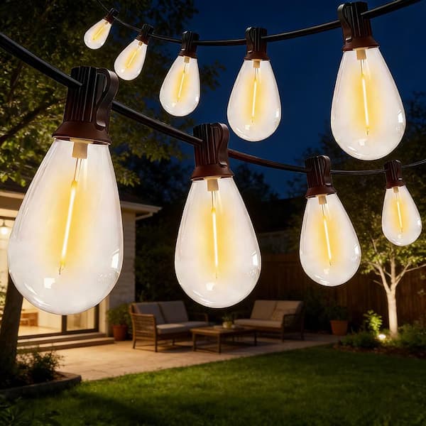 50-Light 100 ft. Black Outdoor Hardwired Edison S11 Integrated LED String Light Remote 3-Mode