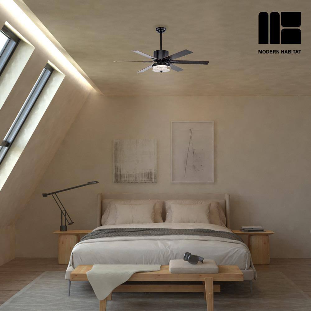 Matte Black 52'' Ceiling Fan with LED Light and Remote