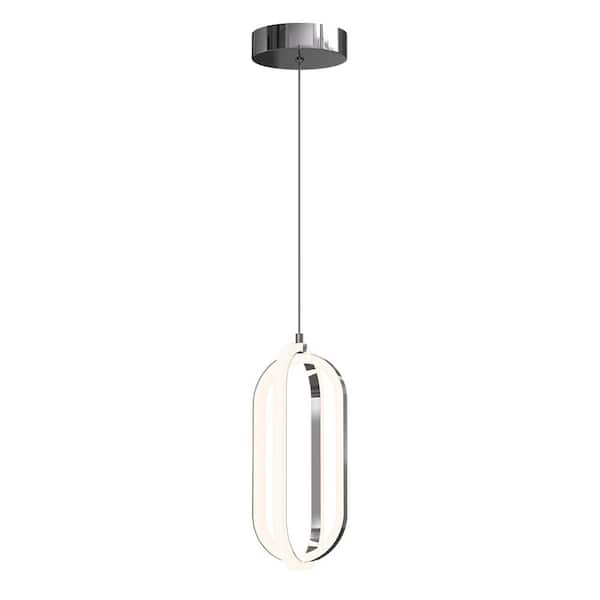 Pair of 2 LED Compatible Mini-Pendant Hanging Light Fixtures in Polished Chrome 