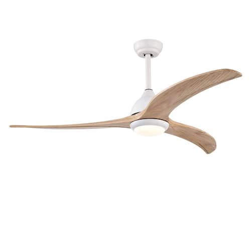 Ceiling Fan 52 in. Width in. Smart Indoor/Outdoor White Low Profile Ceiling Fan with Color Adjustable LED With Remote Ceiling Fans