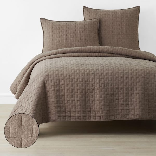The Company Store Company Cotton Air Layer Quilted Cocoa Brown Cotton King Sham