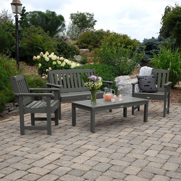 Highwood Lehigh Coastal Teak 4-Piece Recycled Plastic Outdoor Conversation Set