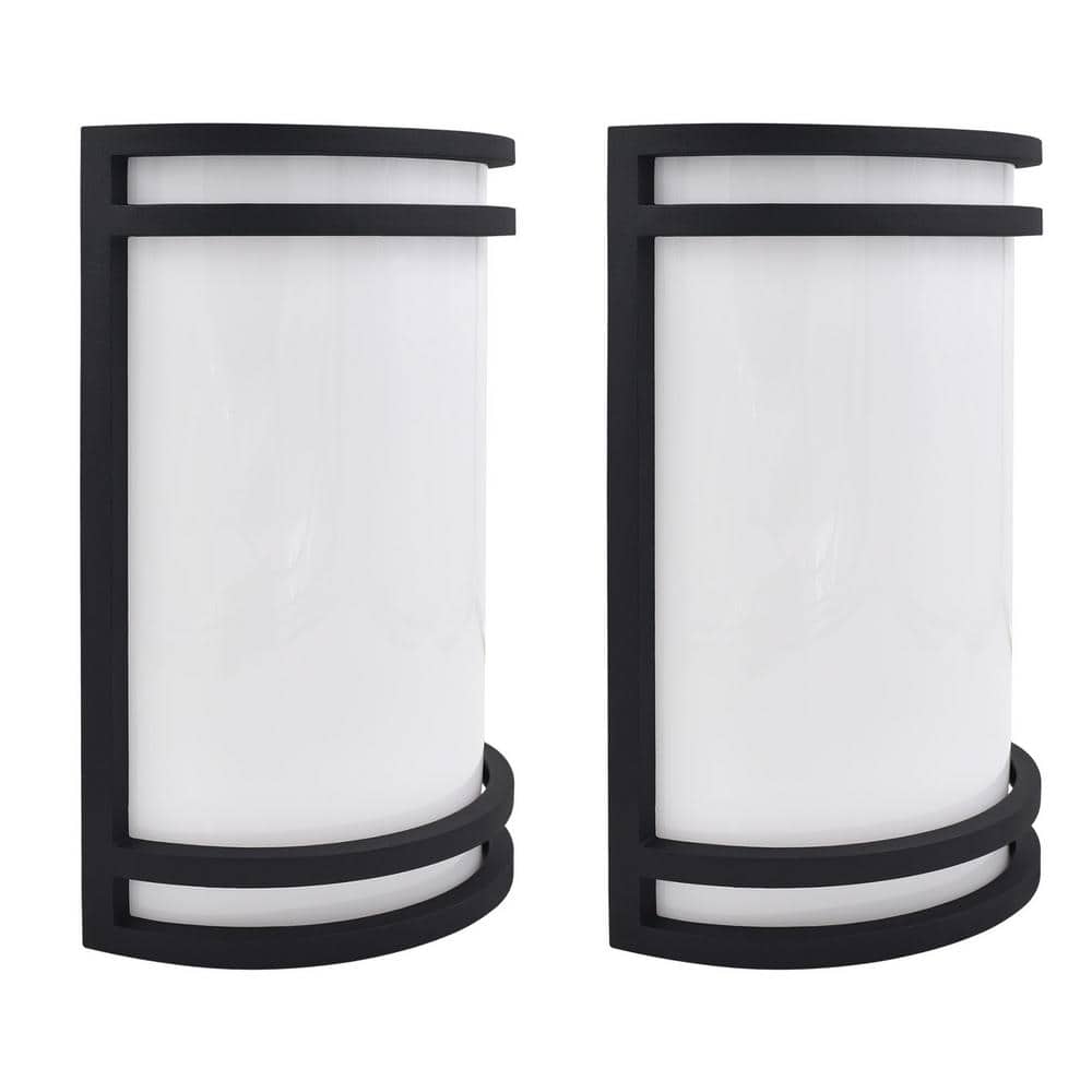 10 in. Black Outdoor LED Wall Sconce Light Fixture 5CCT 2700K-5000K 15W Half Cylinder ETL IP54 Waterproof 2-Pack price history on PriceWatchPro
