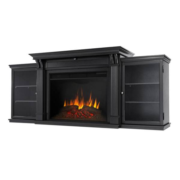 Real Flame Tracey Grand 84 In Electric Fireplace Tv Stand Entertainment Center In Black 8720e Blk The Home Depot