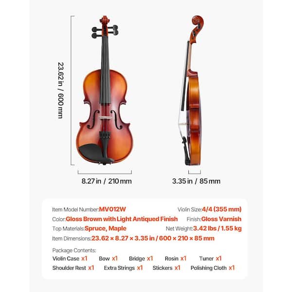 VEVOR Violin 4/4 Full Size for Adults, Violin Fiddle Set for