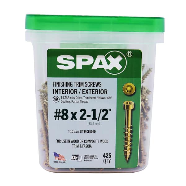 SPAX #8 x 2-1/2 in. Exterior/Interior Trim Head Wood Composite Screws Powertrim Torx T-Star Plus (425 Each) Pail Bit Included
