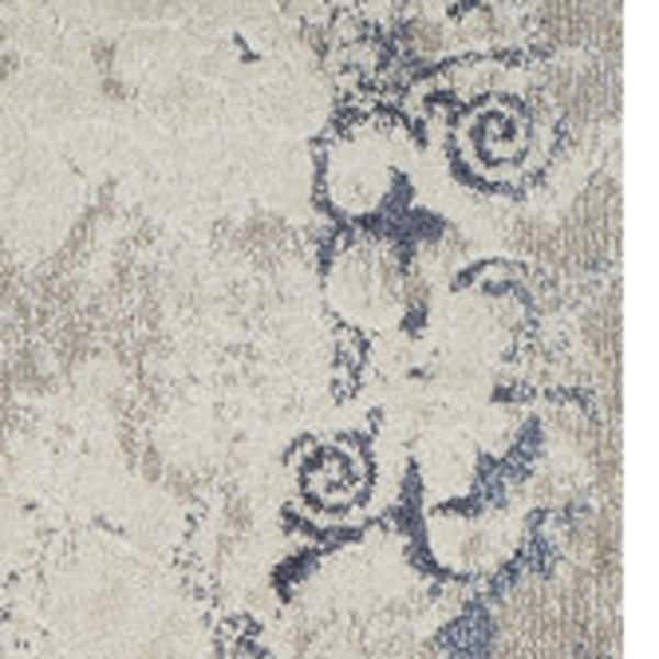 5 X 8 Blue, Ivory Oriental Runner Rug