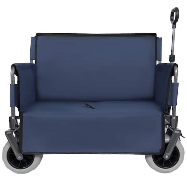 6.4 cu. ft. Metal Garden Cart 3in1 Folding Wagon w/Bench Seat-500 lbs. Capacity 9 in. x 4 in. Beach Tires Camping Beach
