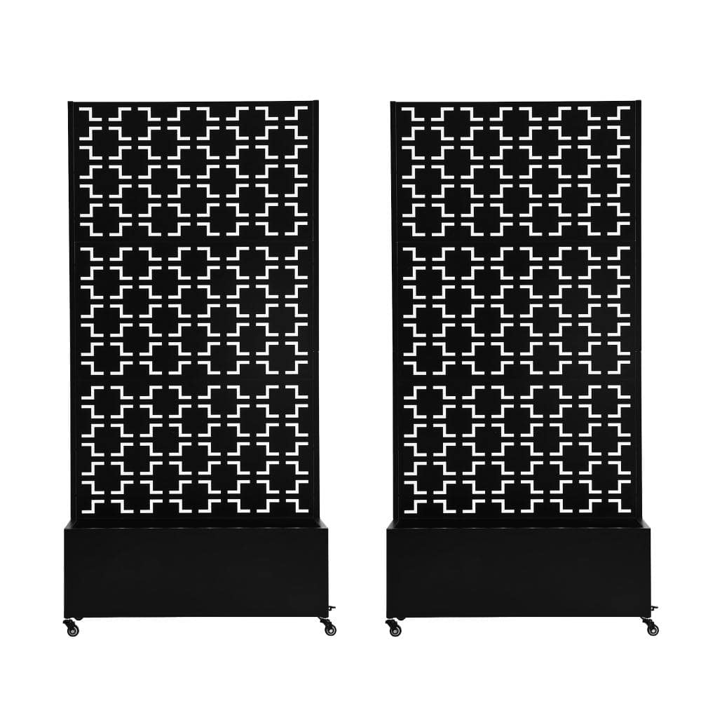 70.8 in. H × 35.4 in. W Black Privacy Metal Garden Fence Screen Panels with Planter Box and Lockable Wheels（2-Pack） price history on PriceWatchPro