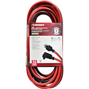 25 ft. 14/3 Indoor/Outdoor Extension Cord, Red and Black