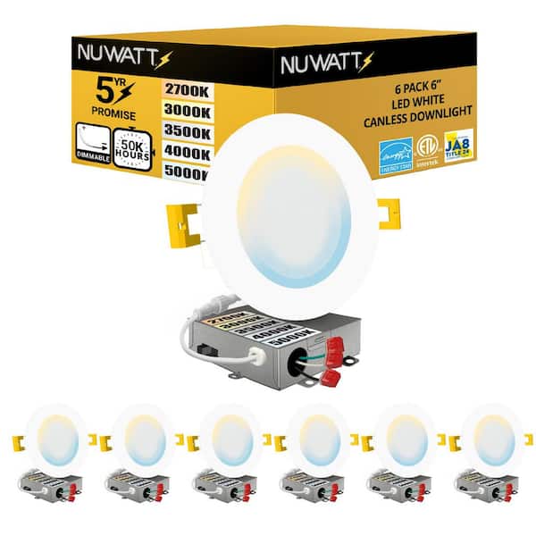 6 in. 15-Watt Selectable CCT Remodel or New Construction Canless Recessed Kit, 6-Pack