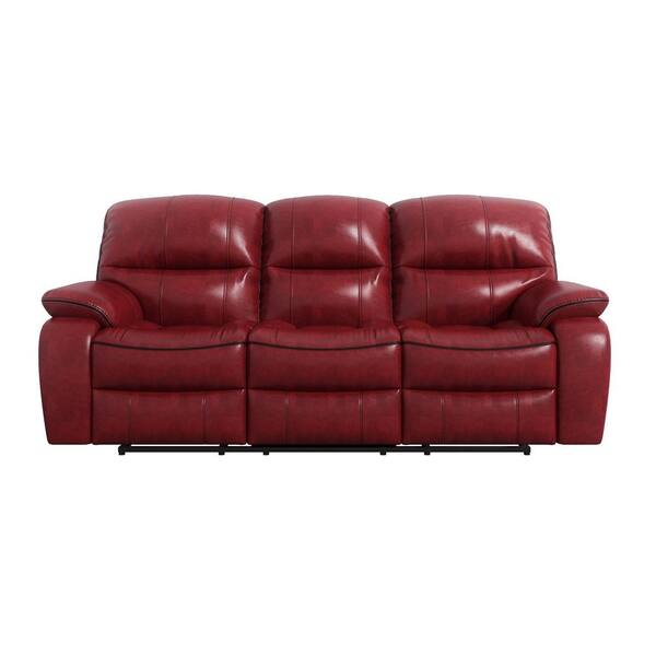 EVERGLADE HOME Slater 88 in. Round Arm Faux Leather Straight in Red