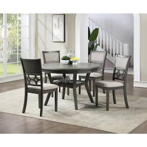 New Classic Furniture Mitchell 5-piece Wood Top Round Dining Set with 1 Table Shelf, Gray
