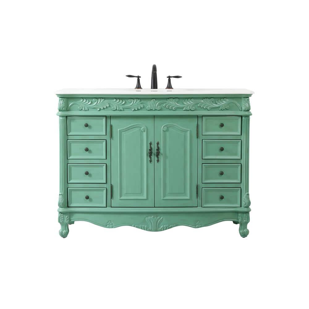 Simply Living 48 in. W x 22 in. D x 36 in. H Bath Vanity in Vintage Mint wi
