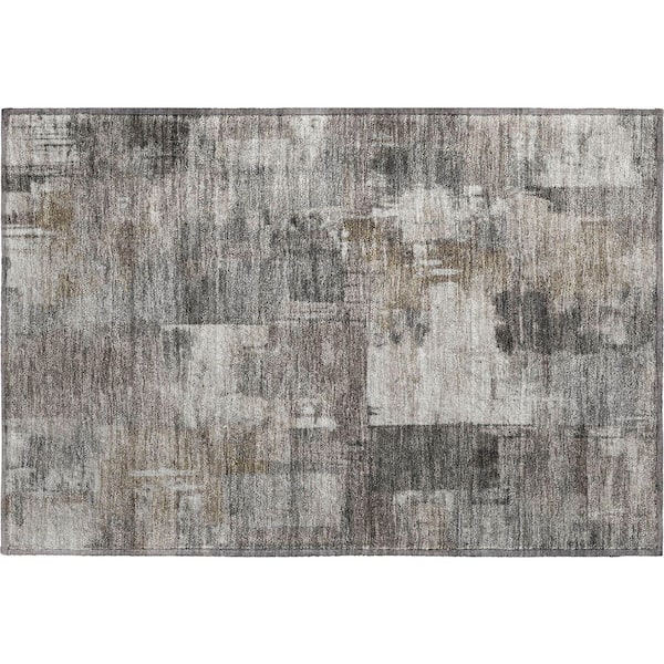 Mayfield Premium Machine Washable Abstract AMF2069 Pewter 2 ft. x 3 ft. Accent Rug