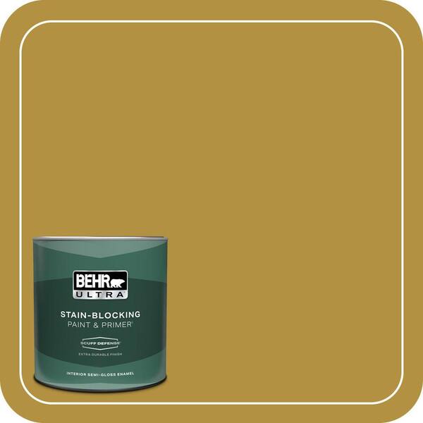 BEHR ULTRA 1 qt. #370D-7 Venetian Gold Extra Durable Semi-Gloss Enamel Interior Paint & Primer