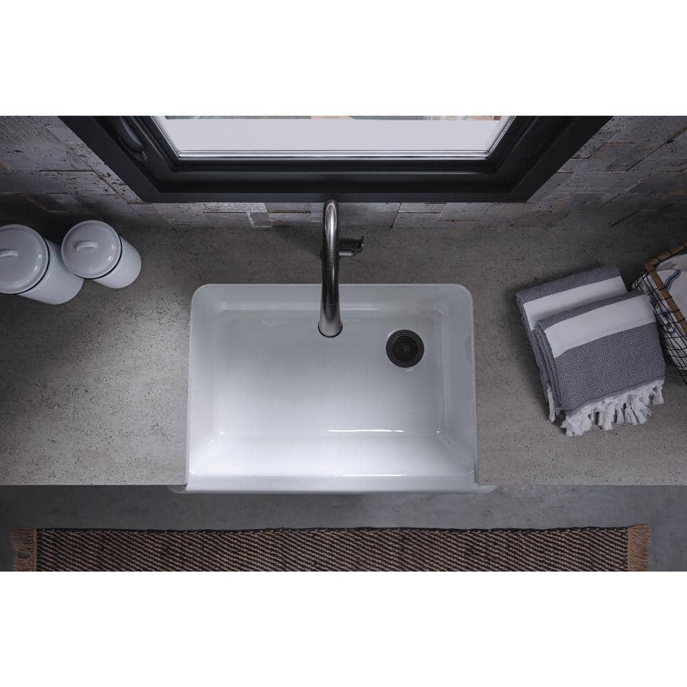 White Cast Iron Farmhouse Single Bowl Kitchen Sink